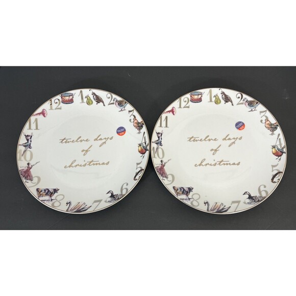 Better Homes and Gardens 12 Days of Christmas et Of 2 Dinner Plates NEW 11395796 - Picture 1 of 4